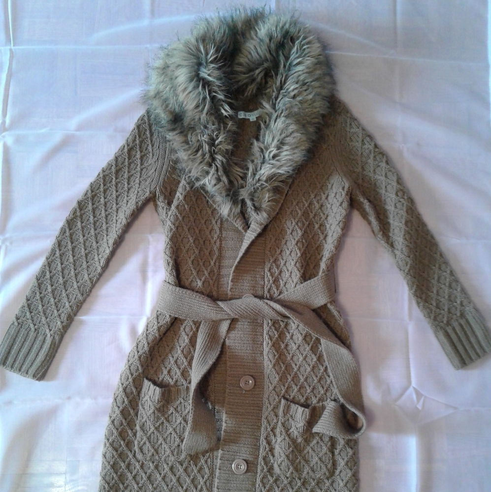 ❤CLEO XS BEIGE SWEATER TRENCH JACKET